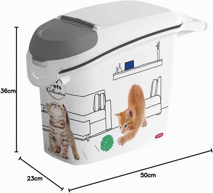 Curver PetLife Aufbewahrungsbehälter für Streu Vorratsbehälter für Katzenstreu 6 kg / 15L 23 x 50 x