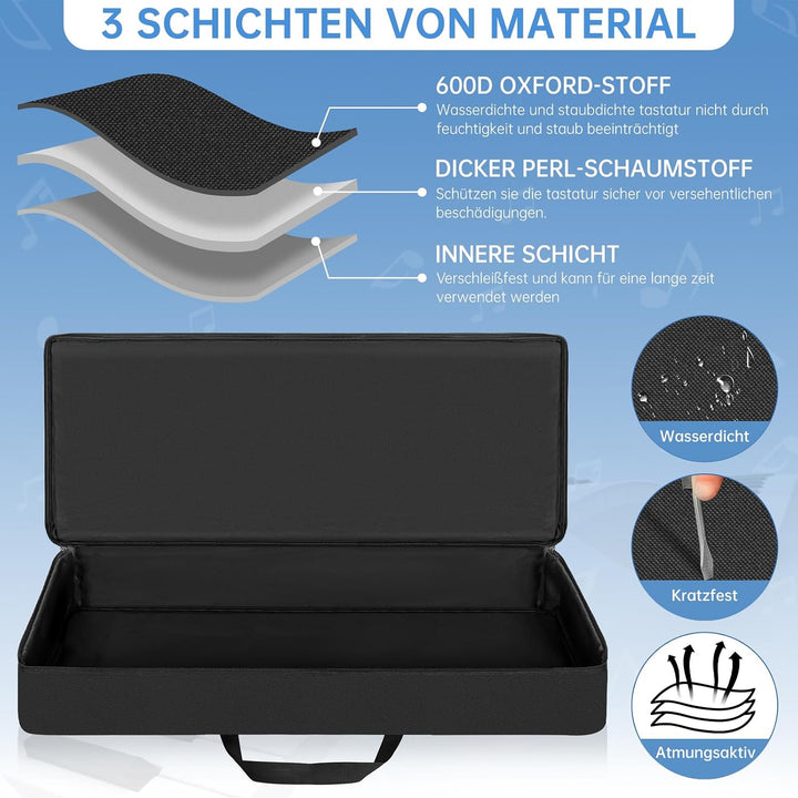 61 Keyboard Tasche Zwei Möglichkeiten Zum Tragen,103 x 40 x 13 cm Keyboard Piano Tasche,600D Waterpr