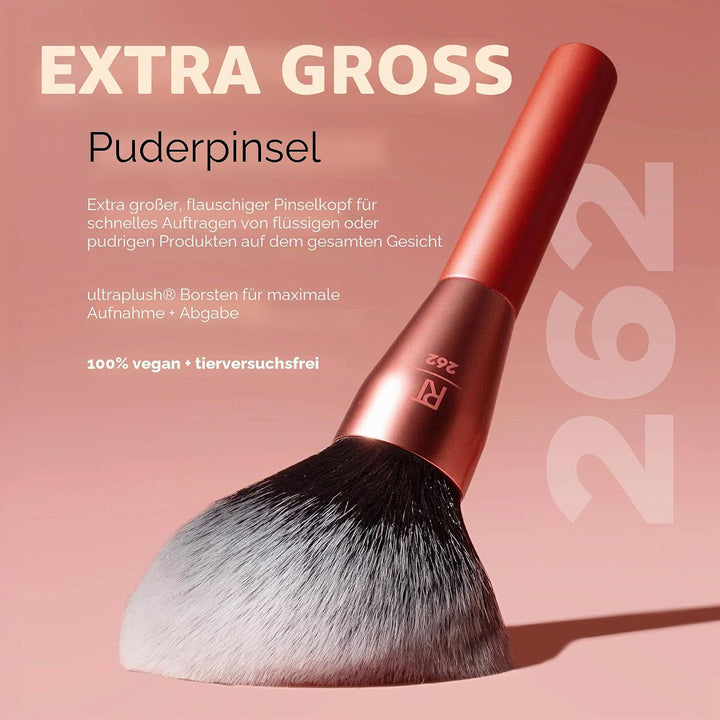 Real Techniques Extra grosser Puderpinsel, grosser Make-up-Pinsel für Puder, flauschiger Kopf für Al