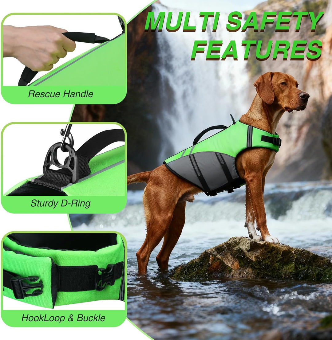 VIVAGLORY Sportstil Schwimmweste für Hunde mit Hervorragendem Auftrieb, Einstellbar & Langlebig Schw
