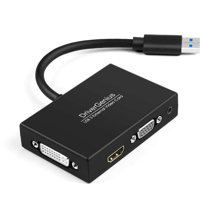 DriverGenius Externe Video und Grafikkarte - USB 3.0 auf HD/DVI/VGA Adapter mit 3,5mm Audio - 2048x1