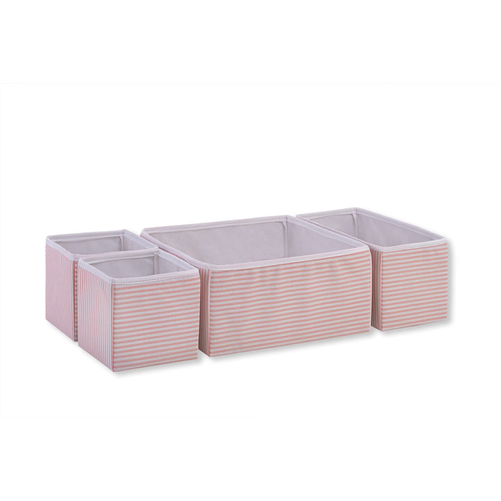 Ocean Home Textile 4er Set Rosa Gestreift Aufbewahrungsbox für Schublade, Faltbare Schubladen Ordnun