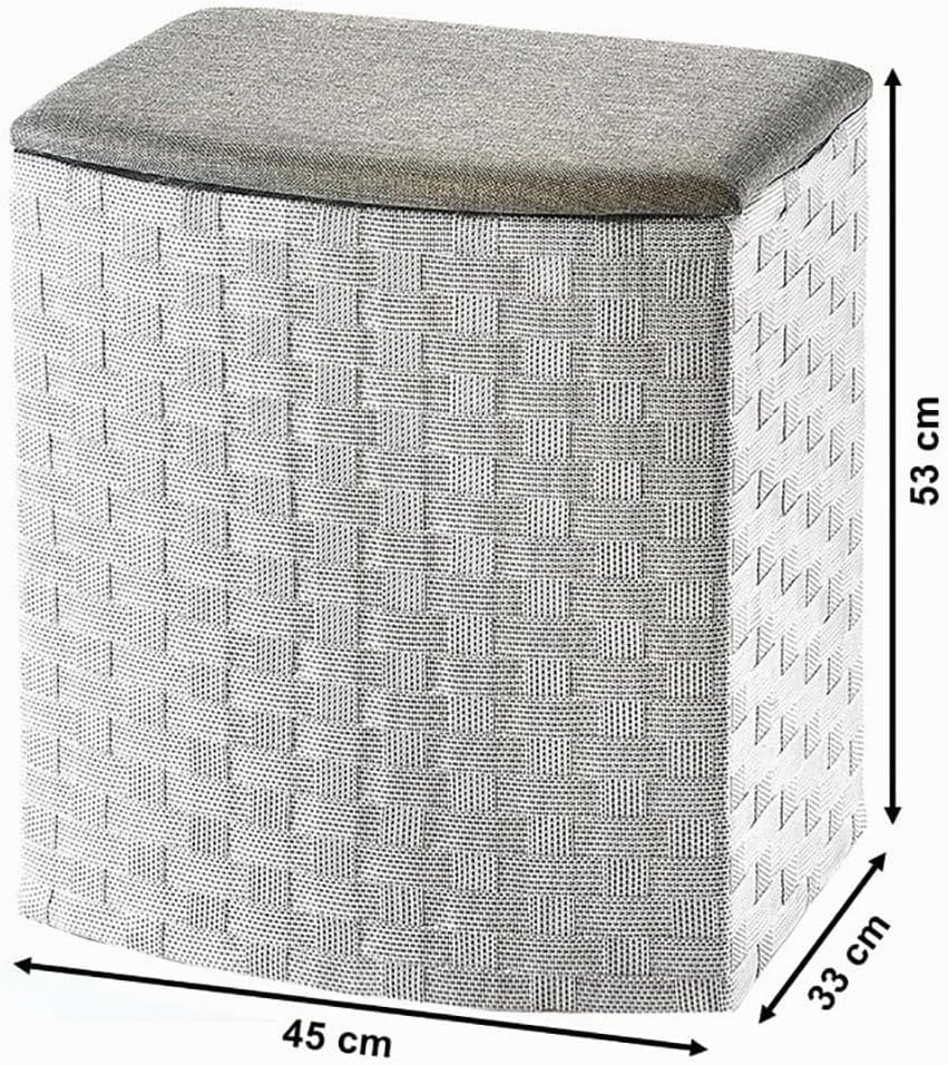 Kobolo Wäschebehälter aus Nylon | weiss/grau | 45x33x53 cm | robuster Wäschesammler | Wäschebox für