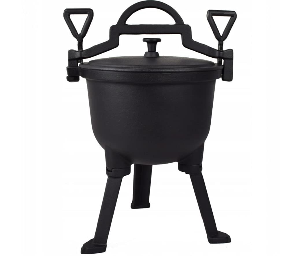 Eisenkessel Camping Dutch Oven Feuerkessel Afrikanischer Feuertopf aus Gusseisen (10 L #E07483), 10