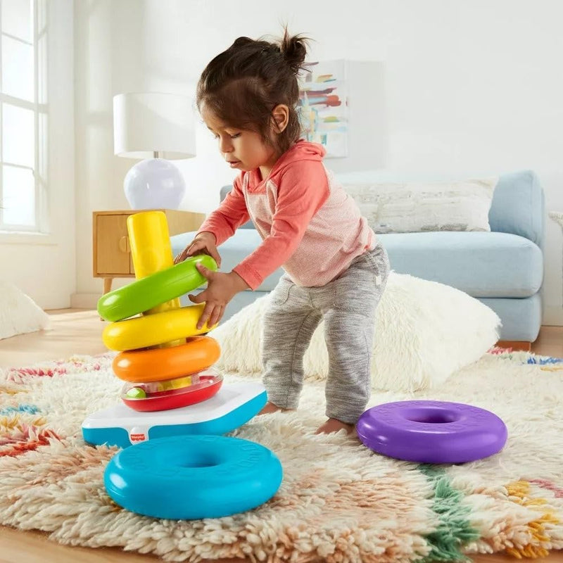 Fisher-Price GJW15 - GJW15 Gigantische Farbring Pyramide, Stapelspielzeug mit Ringen für Babys und K