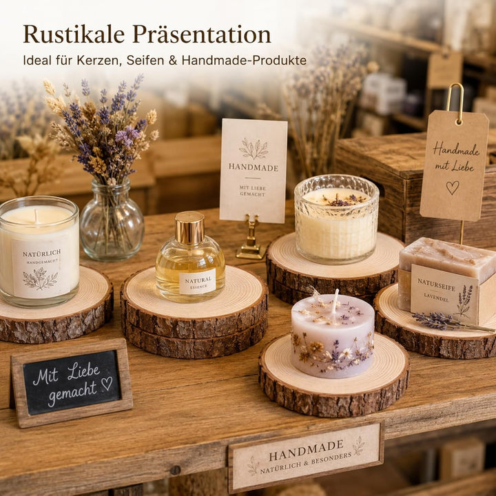 Holzscheiben 16er Set 15-17 cm Runde Baumscheiben ohne Loch – Unbehandelte Holz Log Scheiben aus Kie