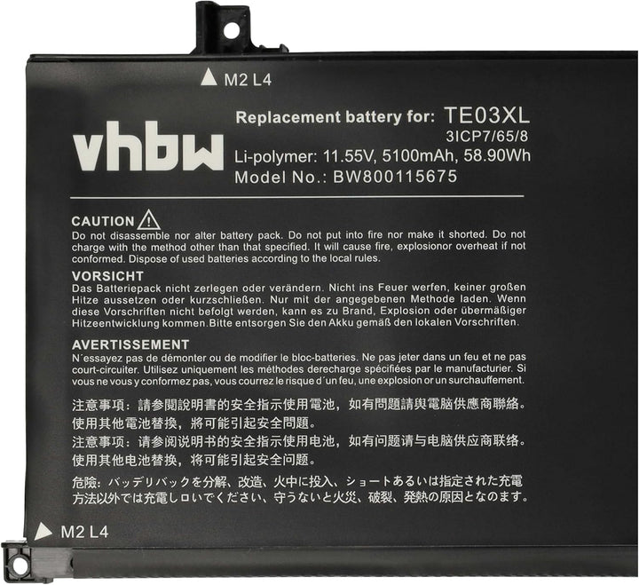 vhbw Akku kompatibel mit HP Omen 15-AX048TX, 15-AX050NW, 15-AX053NF, 15-AX054NW Notebook (5100mAh, 1