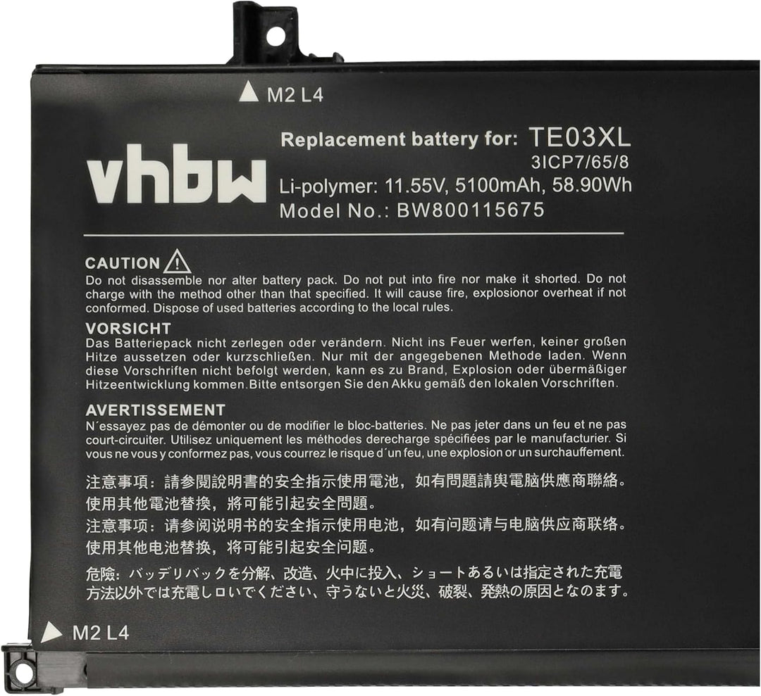 vhbw Akku kompatibel mit HP Omen 15-AX055NF, 15-AX055NZ, 15-AX059NF, 15-AX060NF Notebook (5100mAh, 1