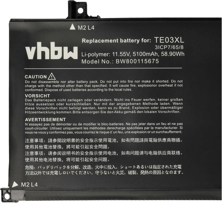 vhbw Akku kompatibel mit HP Omen 15-AX055NF, 15-AX055NZ, 15-AX059NF, 15-AX060NF Notebook (5100mAh, 1