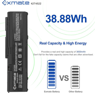 Exmate Laptop Akku 42T4522 für IBM Lenovo ThinkPad X300 X301 Series [10.8V 3600mAh 38.88Wh]