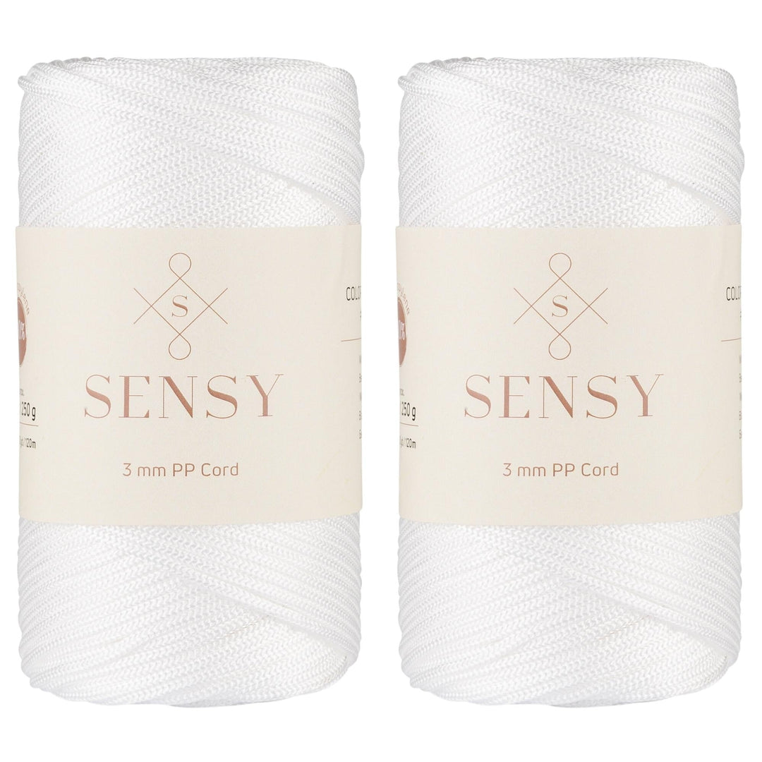Sensy Premium 3 mm 120 Meter Polyester-Seil, 100% Polypropylen-Kordel, Makramee-Kordel, 3 mm Häkelta