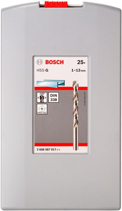 Bosch Professional 25tlg. HSS-G ProBox Metallbohrer-Set (für Stahl, Ø 1-13 mm, Zubehör Bohrschrauber