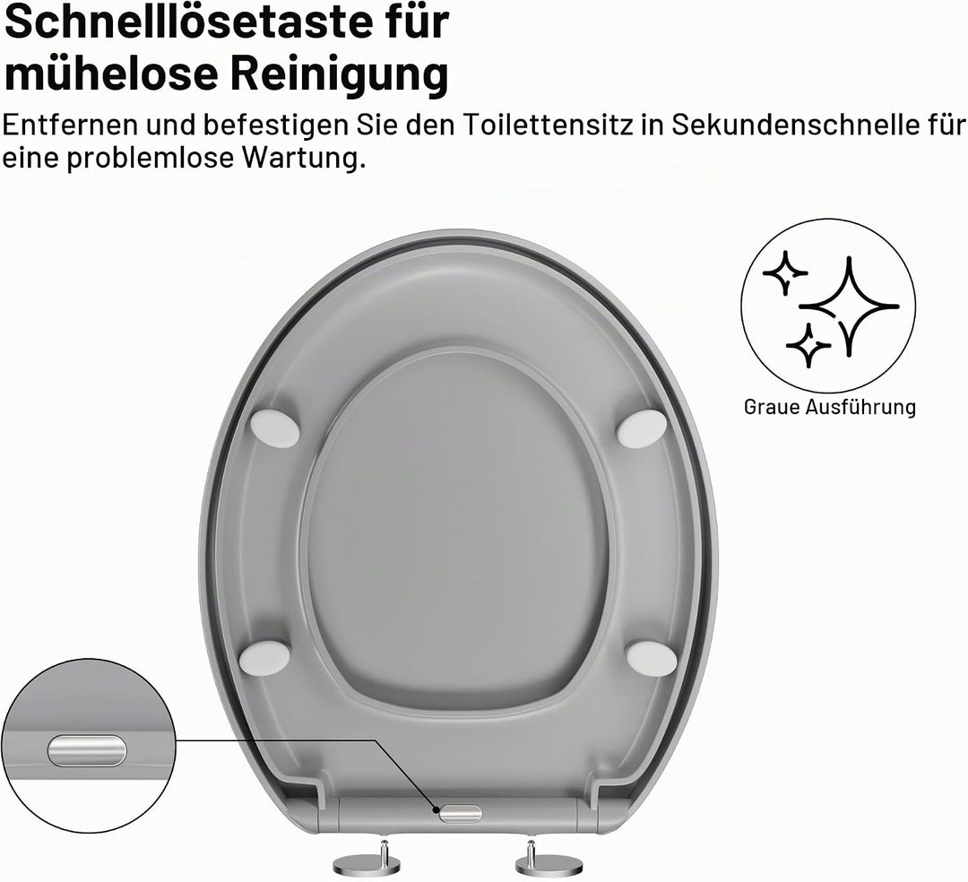 WC-Sitz Soft Close, Soft Close WC-Sitz mit Schnellverschluss für einfache Reinigung, Standard-Klo-To