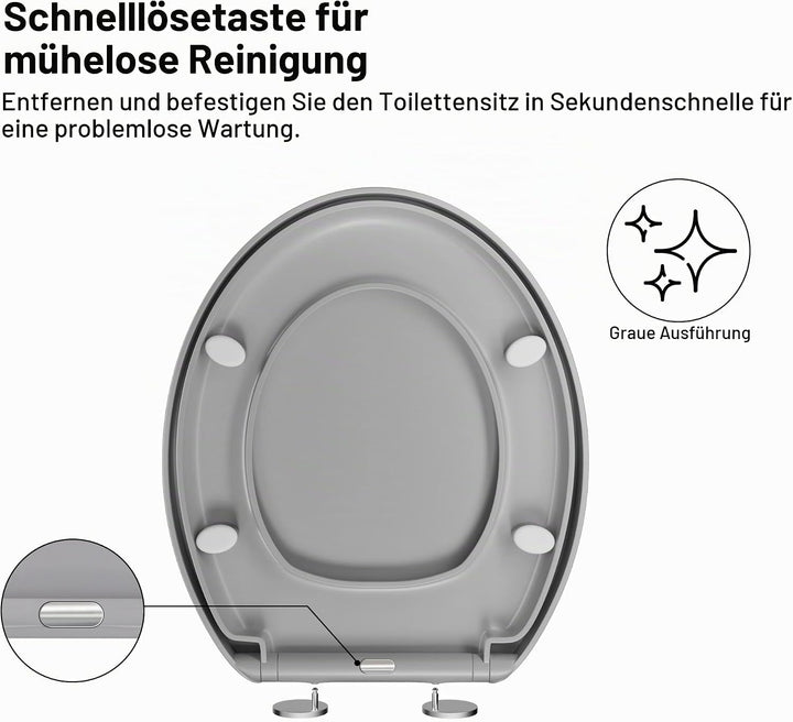 WC-Sitz Soft Close, Soft Close WC-Sitz mit Schnellverschluss für einfache Reinigung, Standard-Klo-To