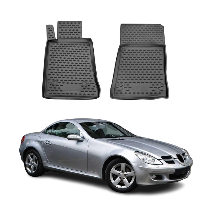 OMAC Gummimatten Fussmatten kompatibel mit Mercedes SLK R171 2004-2010 TPE Matten Schwarz 2X SLK Kla