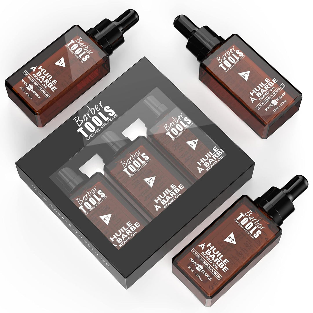 3er Set Bartöle | N°1/2/3 | 3X30ml - MADE IN FRANCE - Fördert das Bartwachstum - Mit RICIN Öl, 7 Pfl