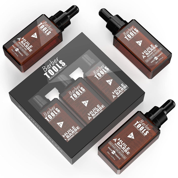 3er Set Bartöle | N°1/2/3 | 3X30ml - MADE IN FRANCE - Fördert das Bartwachstum - Mit RICIN Öl, 7 Pfl