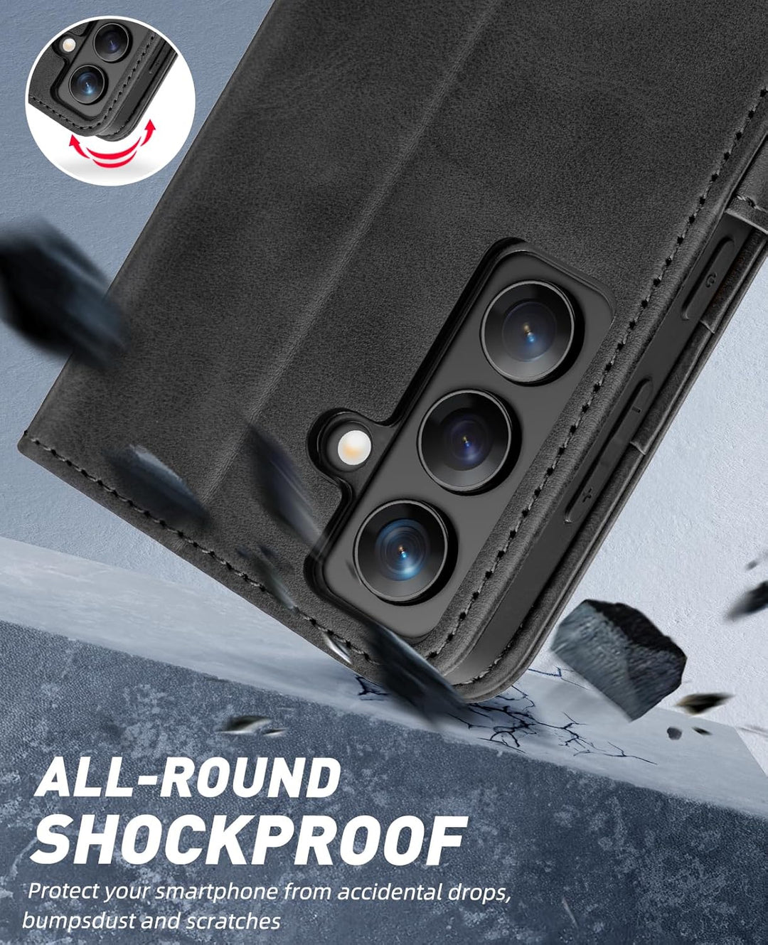 OCASE Handyhülle für Samsung Galaxy S24 5G Hülle Premium Leder Flip Klappbare Klapphülle Stossfeste