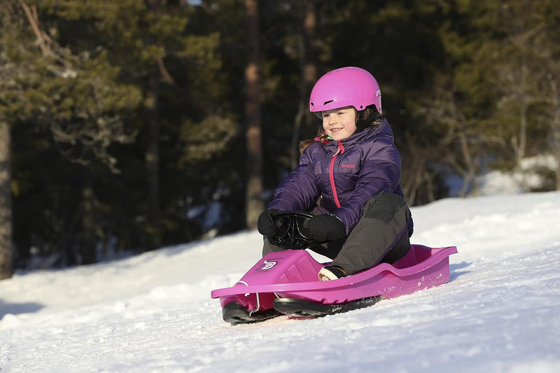 STIGA Kinder Schlitten mit Lenkrad Snowpower, ab 5 Jahre Rosa/Schwarz, Rosa/Schwarz