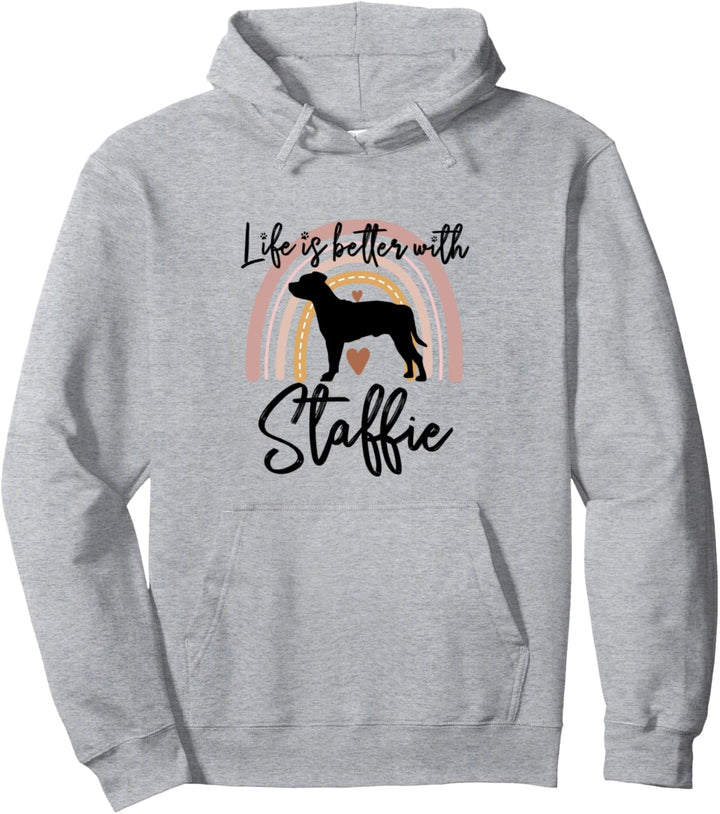 Life Better Staffordshire Bullterrier Regenbogen-Hund Damen Pullover Hoodie