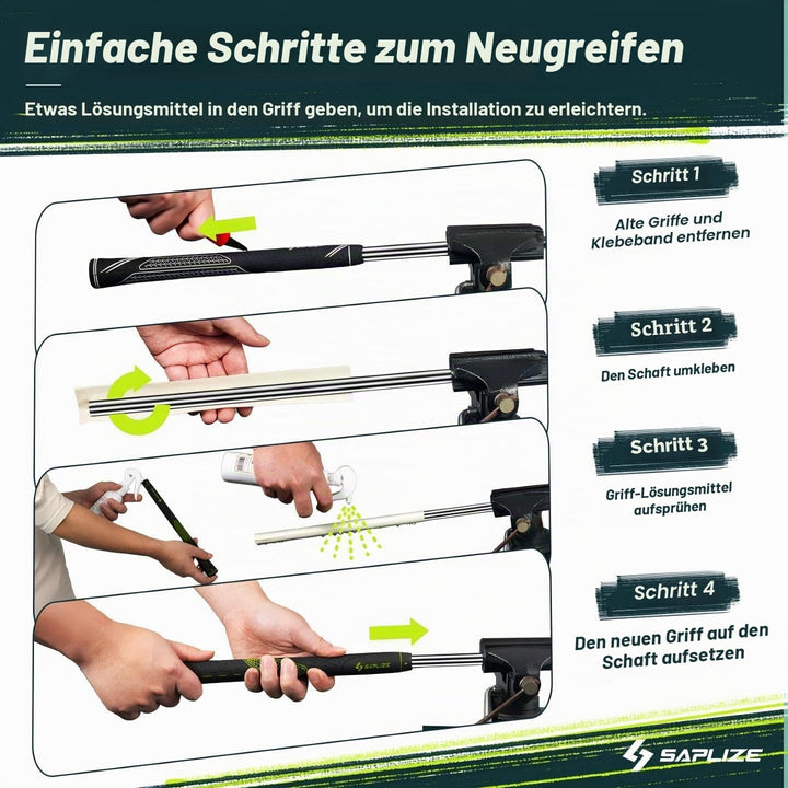 SAPLIZE Golfgriffe 13er-Set mit komplettem Regripping-Kit, Standard / Mittelklasse, Weiss / Grün / R