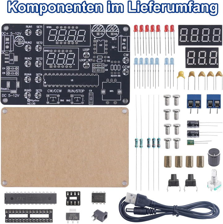 Programmierbares DC-Motor-Geschwindigkeitsmodul Lötkit, DIY Motorsteuerungsmodul mit Vorwärts-/Rückw