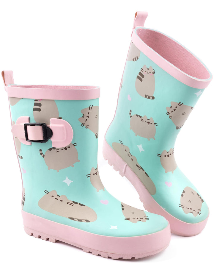 Pusheen The Cat Wellies Girls | Kinder Rosa Minze Grün Cartoon Katze Herzen Wellington Stiefel | Was