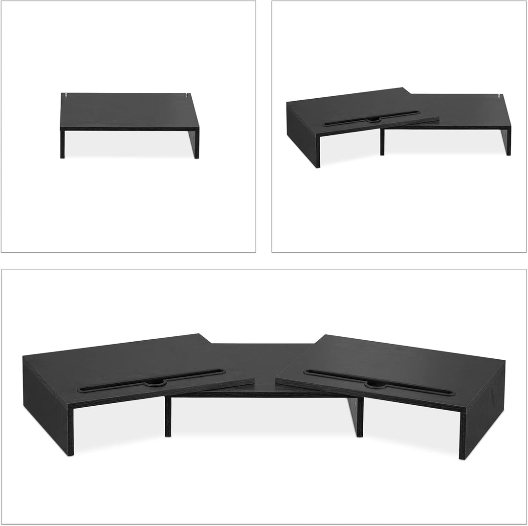 Relaxdays Monitorständer für 2 Monitore, ausziehbar, verstellbar, Monitorerhöhung Schreibtisch, PC O
