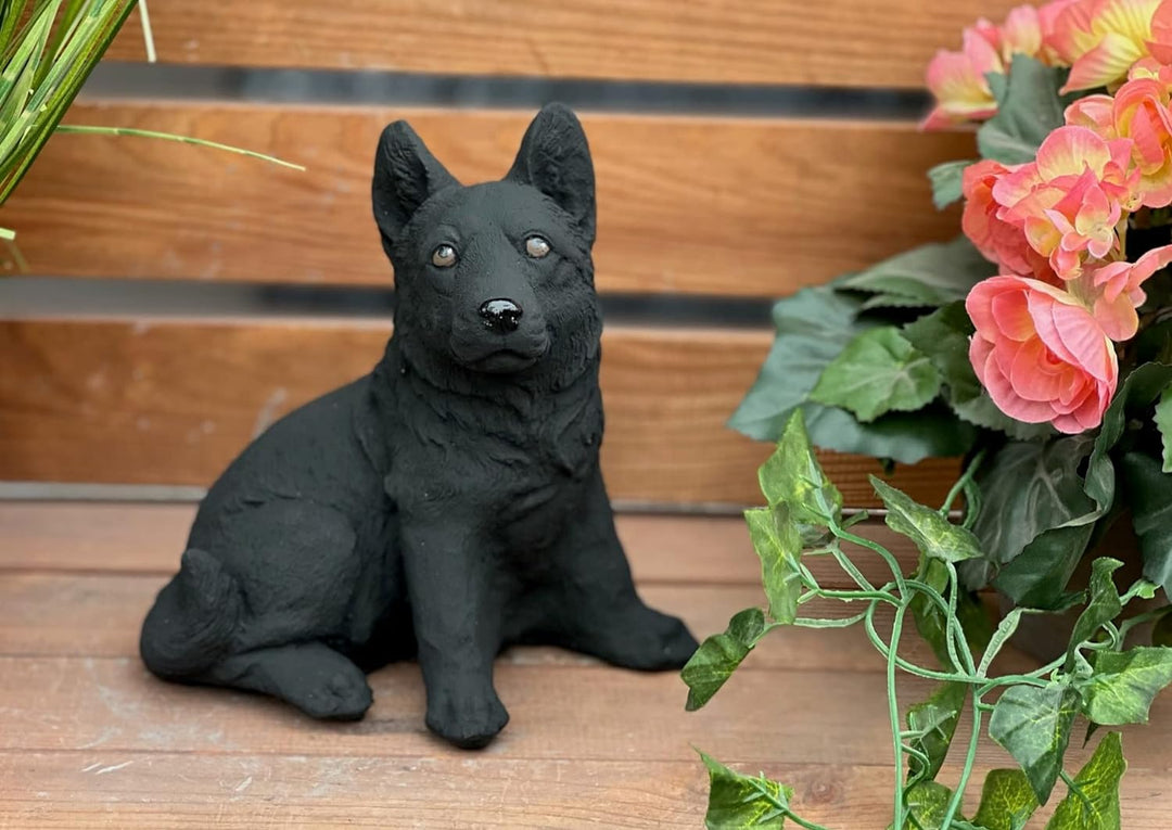 stoneandstyle Steinfigur Schäferhund schwarz frostfest