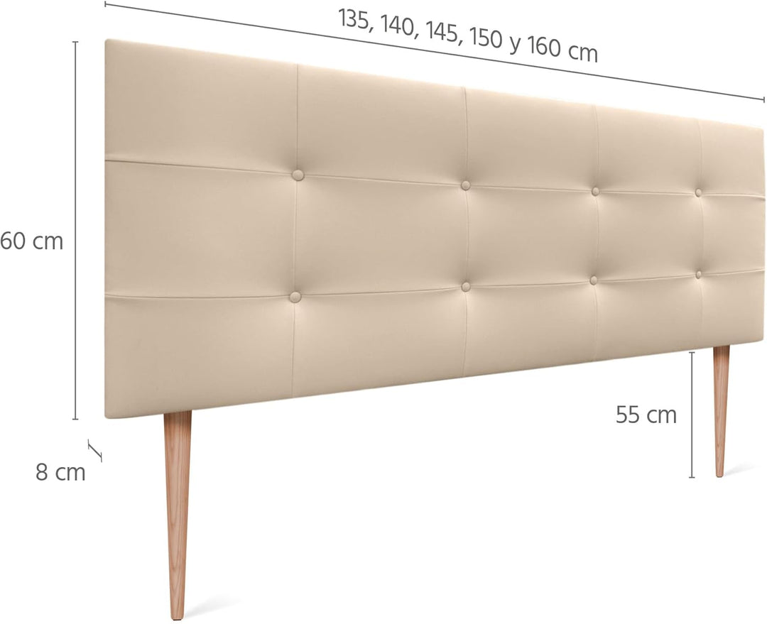 DHOME Kopfteil, gepolstertes Bett Kopfteil 8cm dick. Gepolstertes Kopfteil ACUALINE Stoff und Kunstl