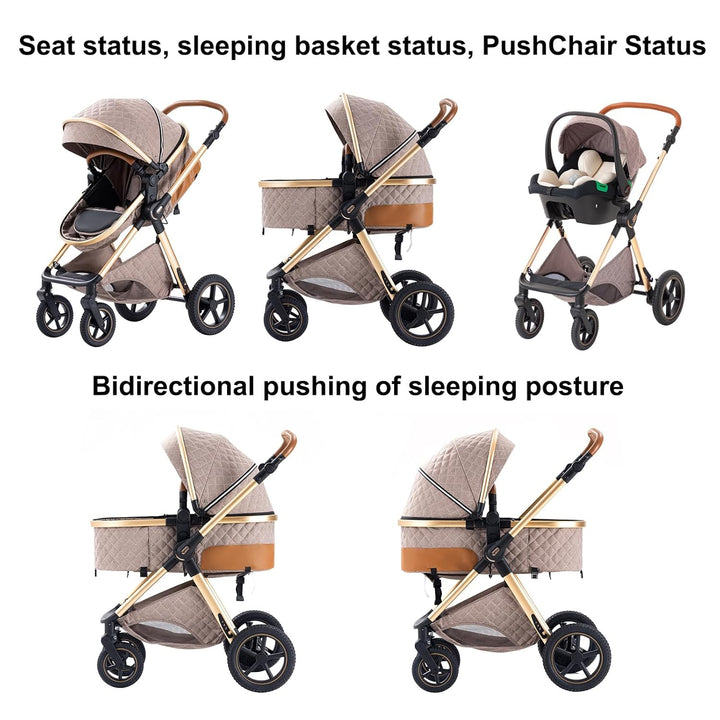 BEBBY Kinderwagen, Standard-Kinderwagen, Kinderwagen 3 in 1,Kinderwagen mit Faltbarem Tragbarem für