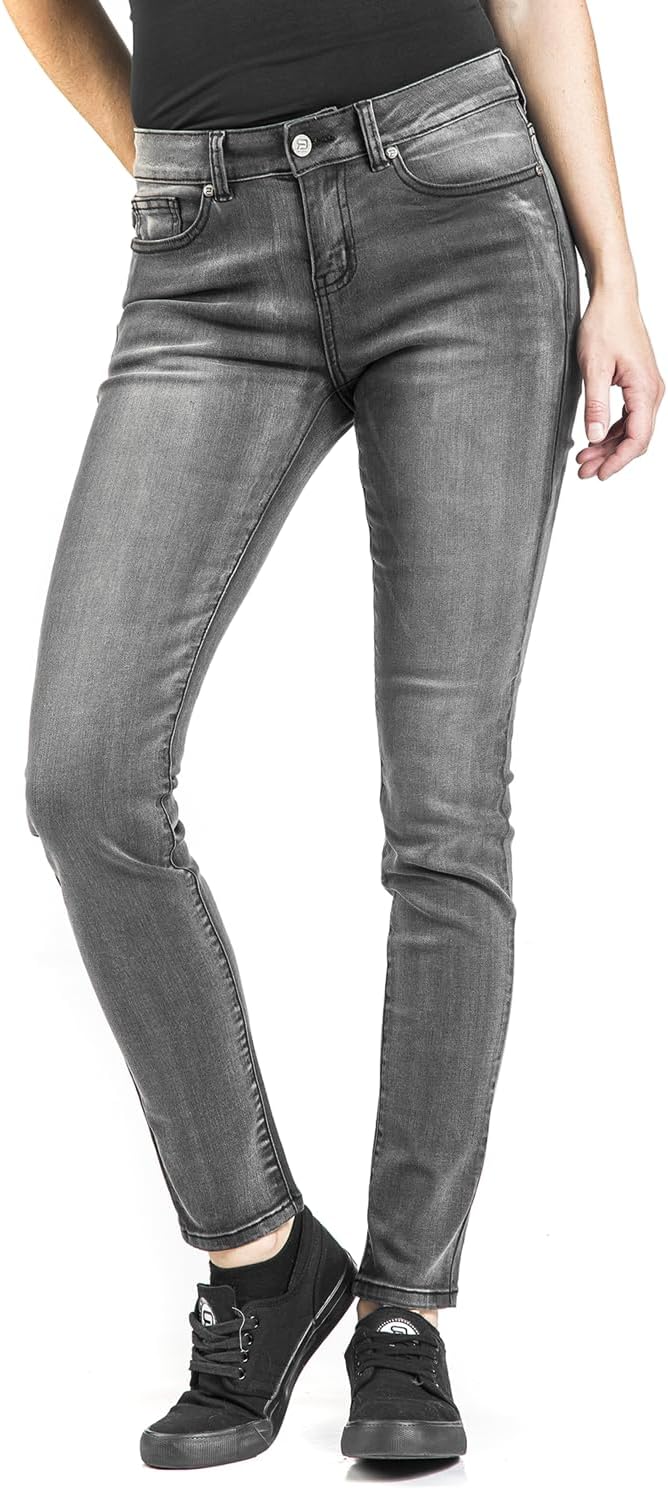 RED by EMP Damen graue Basic Jeans mit Waschung im 5 Pocket Style