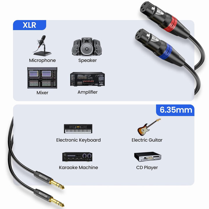 XLR Buchse auf 6,35 mm TRS Kabel,1/4 Zoll Klinke auf XLR Female Kabel für Mikrofone, Aktive Lautspre