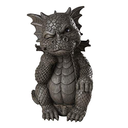 Pacific Giftware Drachen Gartenfigur Frecher Denker 25 cm - Gartendrache Fantasy Deko Statue Garten