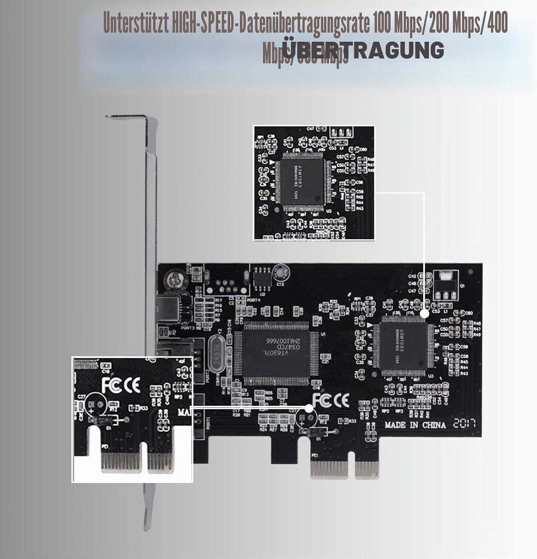 Firewire PCI-Express-Karte, PCI-E PCI Express FireWire 1394a IEEE 1394 Controller-Karte mit FireWire