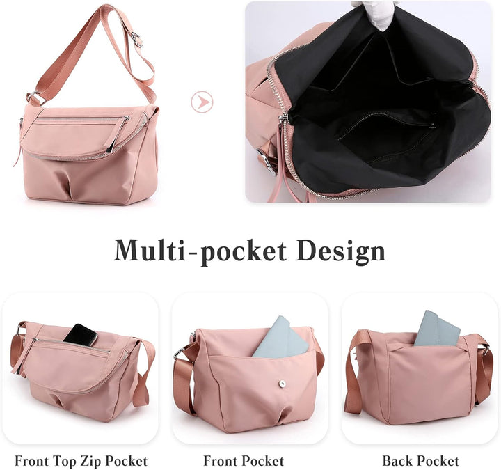 PORRASSO Damen Schultertasche Casual Umhängetasche Nylon Multi Tasche Handtasche Frauen Crossbody Ba