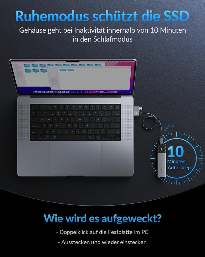 NVMe Gehäuse [Werkzeuglos], SETMSPACE M2 SSD Gehäuse [NVMe & SATA], M.2 SSD Gehäuse mit 2-in-1 Kabel