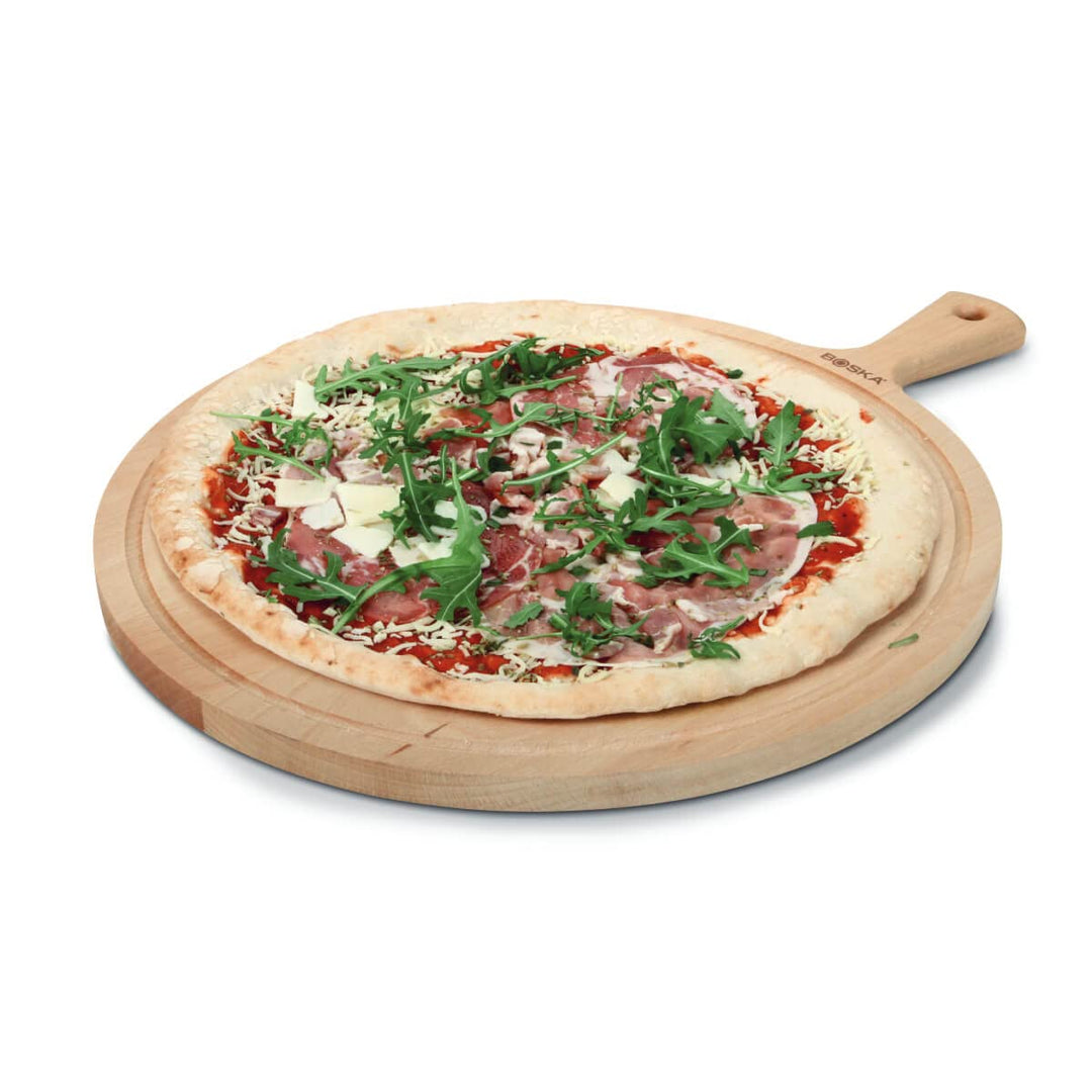 Boska Servierbrett Rund Amigo XL/für Pizza, Käse oder Tapas / 42 cm/Holz/Braun 54 x 42 x 2 cm, 54 x