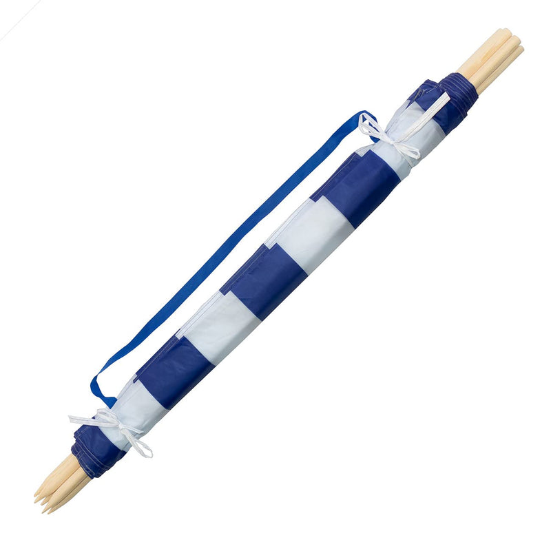 Idena Windschutz, 8 m x 80 cm, mit maritimen Streifen in Blau-Weiss Version 2021 inkl. Gummihammer