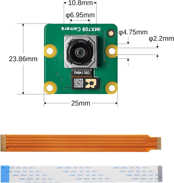 sainsmart for Raspberry Pi Camera Module 3, 12MP IMX708, 120° (D) Wide FOV, PD Autofocus, HDR, RAW10
