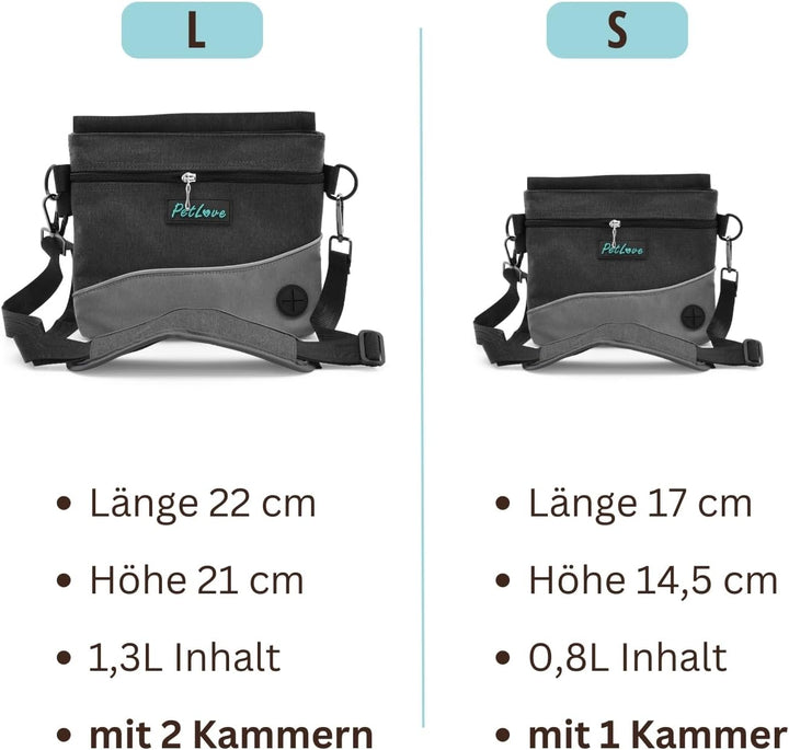 PetLove Leckerlibeutel für Hunde • Futterbeutel mit Magnetverschluss • Inklusive Kotbeutelspender &