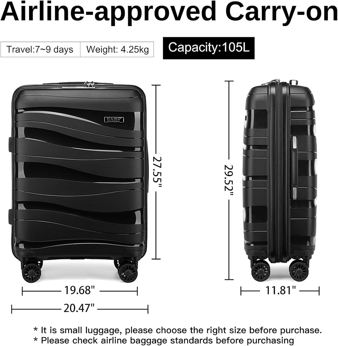 KONO Koffer Gross Leicht Hartschalenkoffer Trolley Reisekoffer mit 4 Rollen und TSA Schloss, 76x50x3