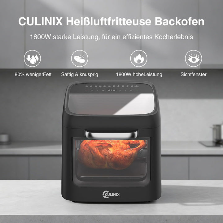 12L XXL Heissluftfritteuse, 12-in-1 Voreinstellungen, Programme, Touchscreen, Funktionen als Air Fry
