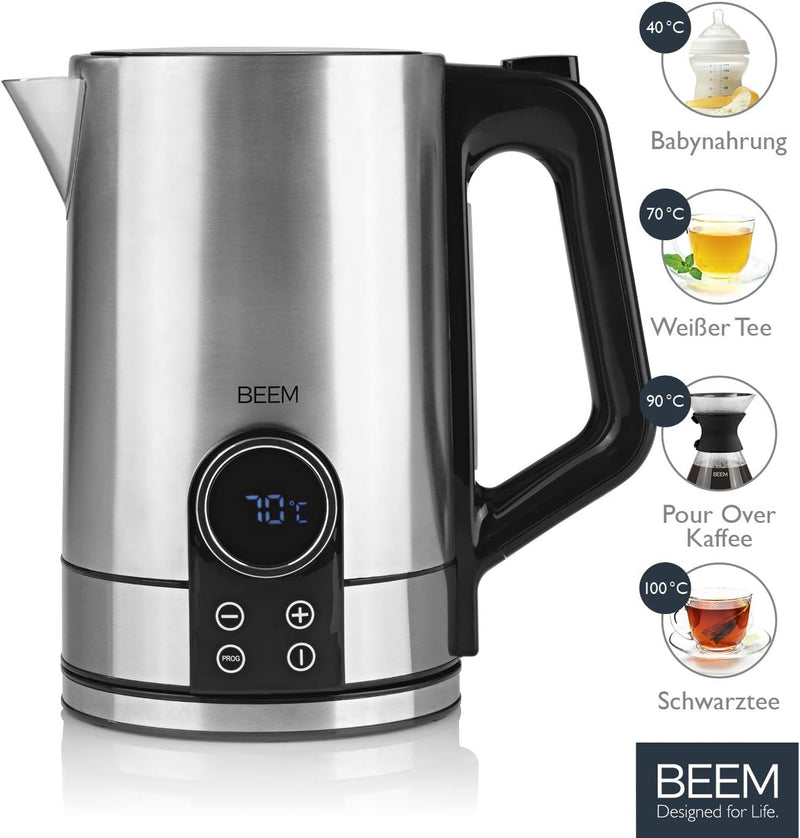 BEEM TEA-SWITCH Wasserkocher mit Temperatureinstellung & 1,7l Volumen | Temperaturwahl 40-100°C & Te