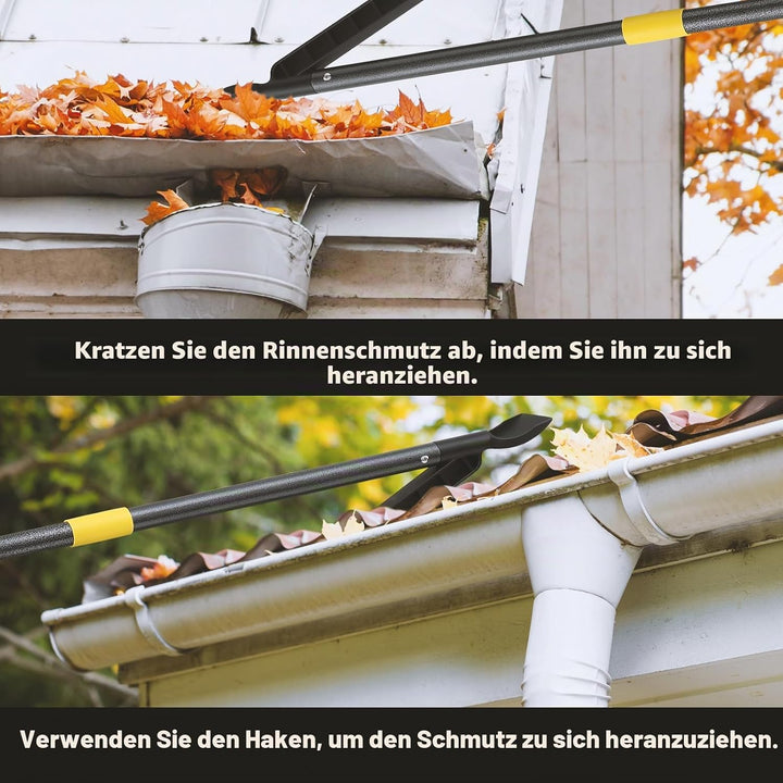 Dachrinnenreinigungswerkzeug mit 235 cm ausziehbarer Stange, Regenrinnen-Reinigungswerkzeug, Dachrin