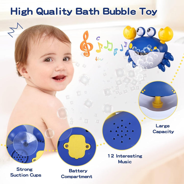 Jiosdo Baby Badewannenspielzeug, Krabbe Badespielzeug Bubble Mit Musik, Baby Wasserspielzeug Badewan