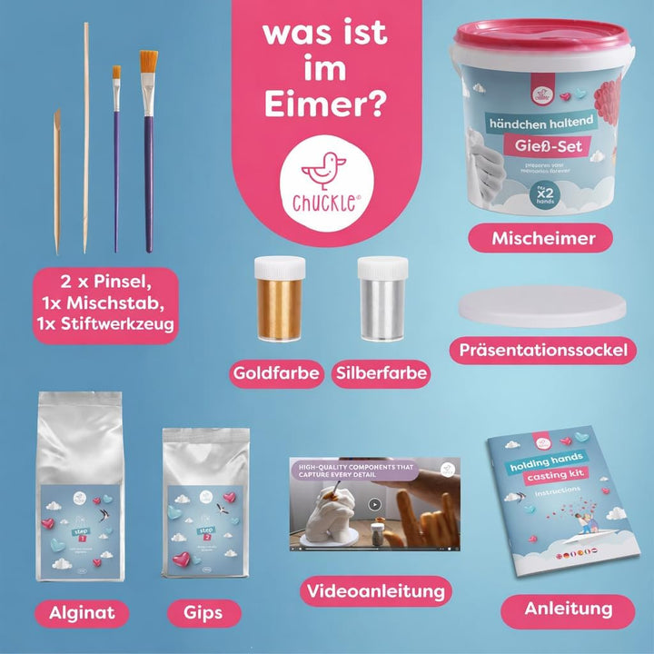 chuckle 3D Handabdruck Set für Paare, Gipsabdruck Hände, Pärchengeschenk zum Jahrestag, ungiftig & e