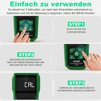 Feuchtigkeitsmessgerät, CURCONSA Feuchtigkeitsmesser mit Farb-LCD und Akustischem Alarm, Geeignet fü