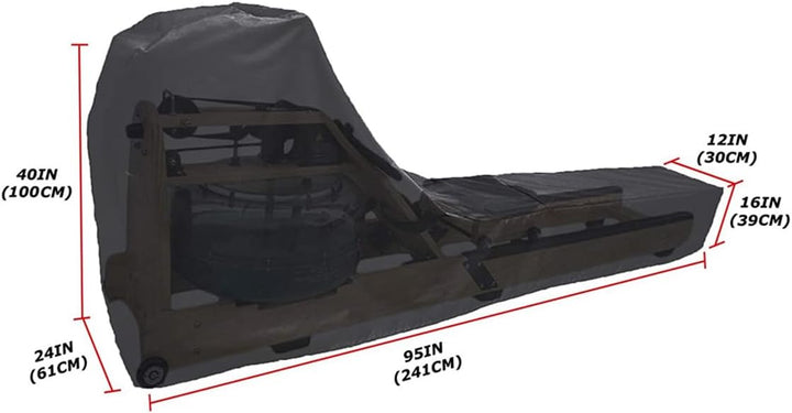 Rudergerät-Abdeckung, 241 x 61 x 100 cm, Fitnessgeräte-Schutzhülle, Oxford, wasserdichte Maschinenab