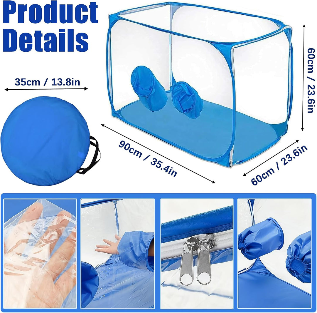 Still Air Box, 90x60x60cm, Pop Up Pilz Wachsen Zelt Kit, mit Handschuhen, Transparent, Tragbar, Pfla